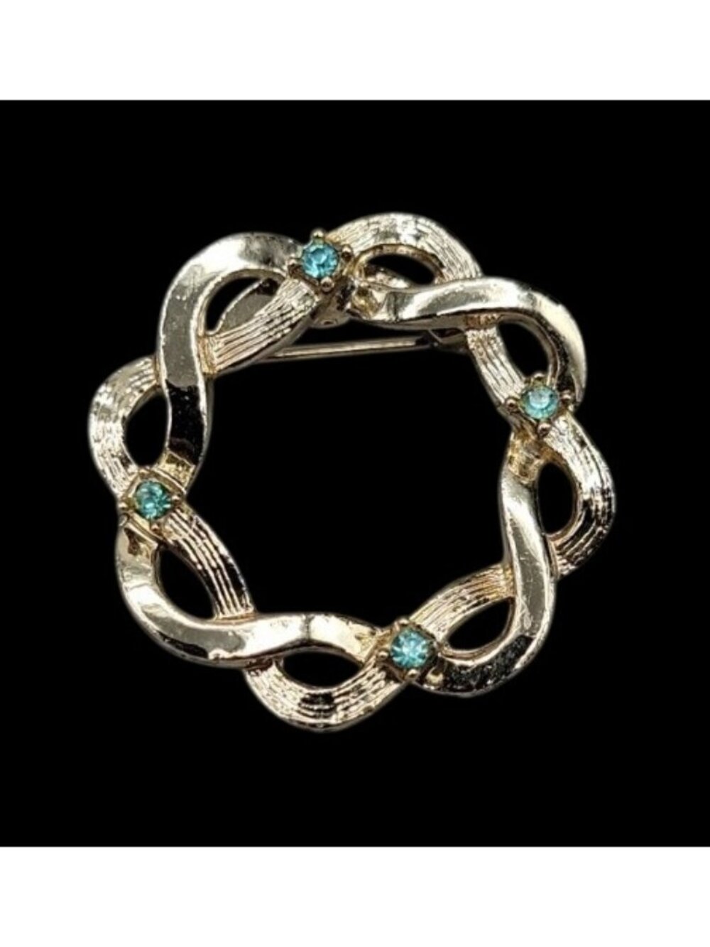 Gerrys Twisted Wreath Brooch Vintage Aurora Borealis Rhinestone Accents Pin